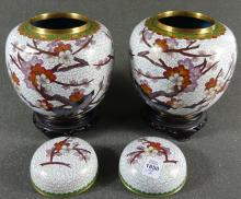 PAIR CHINESE CLOISONNE JARS