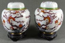 PAIR CHINESE CLOISONNE JARS