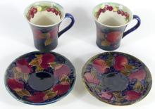 MOORCROFT CUPS & SAUCERS