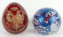 TWO ART GLASS PAPERWEIGHTS