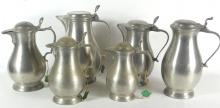 6 SOLID PEWTER JUGS
