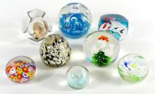 EIGHT PAPERWEIGHTS