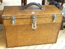 ANTIQUE OAK MACHINIST'S TOOL CHEST