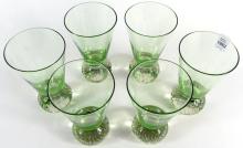 SET OF SIX GREEN BUBBLE GLASSES