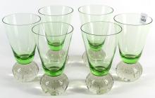 SET OF SIX GREEN BUBBLE GLASSES