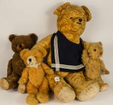 4 ANTIQUE/VINTAGE TEDDY BEARS