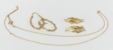 GOLD CHAIN AND EARRINGS