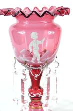 MARY GREGORY STYLE CRANBERRY GLASS LUSTRES