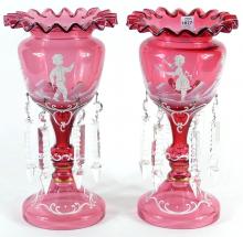 MARY GREGORY STYLE CRANBERRY GLASS LUSTRES