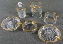 FRENCH CRYSTAL URNS & ASHTRAYS