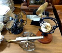 TWO FANS, CANNON MODEL AND CURIO