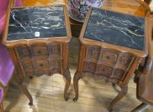 PAIR OF MARBLE TOP LAMP COMMODES