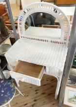 WICKER VANITY TABLE AND CHAIR