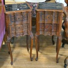PAIR OF MARBLE TOP LAMP COMMODES