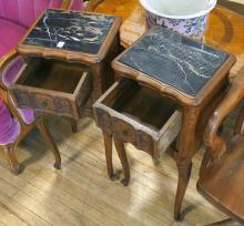 PAIR OF MARBLE TOP LAMP COMMODES