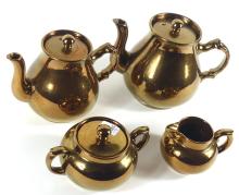 ENGLISH COPPER CERAMIC TEA SET