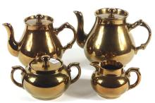 ENGLISH COPPER CERAMIC TEA SET