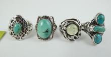 4 STERLING SILVER RINGS