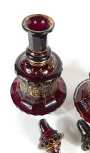 PAIR ANTIQUE BOHEMIAN GLASS DECANTERS