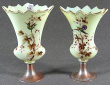 PAIR HAND-PAINTED VASES