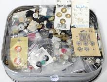 TIN OF BUTTONS, ETC.