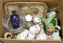 BOX LOT OF CUPS AND SAUCERS, ETC.