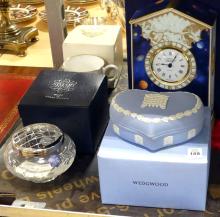 ROYAL WORCESTER CLOCK, WEDGWOOD TRINKET BOX, ETC.