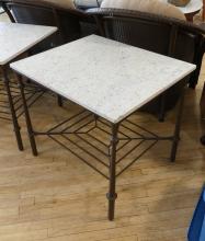 PAIR OF GRANITE TOP PATIO TABLES