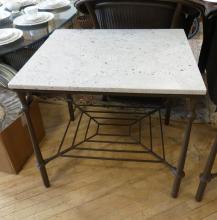 PAIR OF GRANITE TOP PATIO TABLES