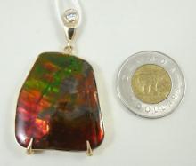 AMMOLITE & DIAMOND PENDANT