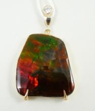 AMMOLITE & DIAMOND PENDANT
