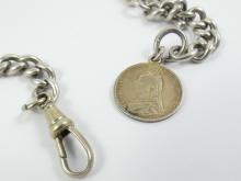 ANTIQUE STERLING WATCH CHAIN