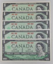 5 CANADIAN 1967 BILLS