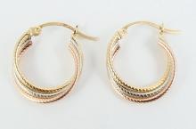 TRI-COLOUR GOLD EARRINGS