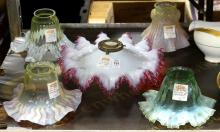 FIVE OPALESCENT GLASS SHADES