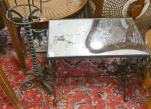 WROUGHT IRON SIDE TABLE AND PLANT STAND