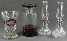 BOHEMIAN CUT GLASS & OIL LAMPS