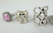 6 STERLING SILVER RINGS