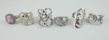 6 STERLING SILVER RINGS