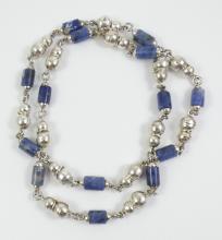 SILVER LAPIS NECKLACE