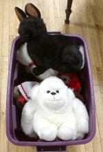 BIN OF STUFFED TOYS