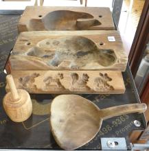 MAPLE SUGAR MOLDS, BUTTER MOLD AND PAT