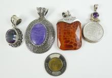 4 DESIGNER STERLING PENDANTS