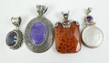 4 DESIGNER STERLING PENDANTS