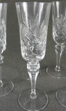 SIX PINWHEEL CRYSTAL CHAMPAGNE FLUTES