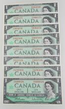 8 CANADIAN $1 BILLS