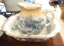 TWO WASH PITCHER AND BASIN SETS