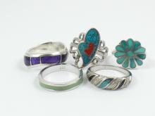 5 STERLING SILVER RINGS