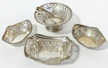 STERLING SILVER MINT DISHES AND TONGS