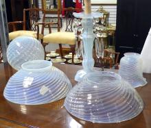 OPALESCENT GLASS SHADES AND LAMP